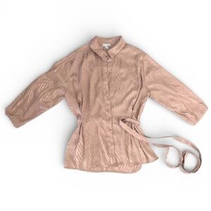 CURRENT AIR LOS ANGELES Women's Pink Shimmer Blouse with tie size Medium